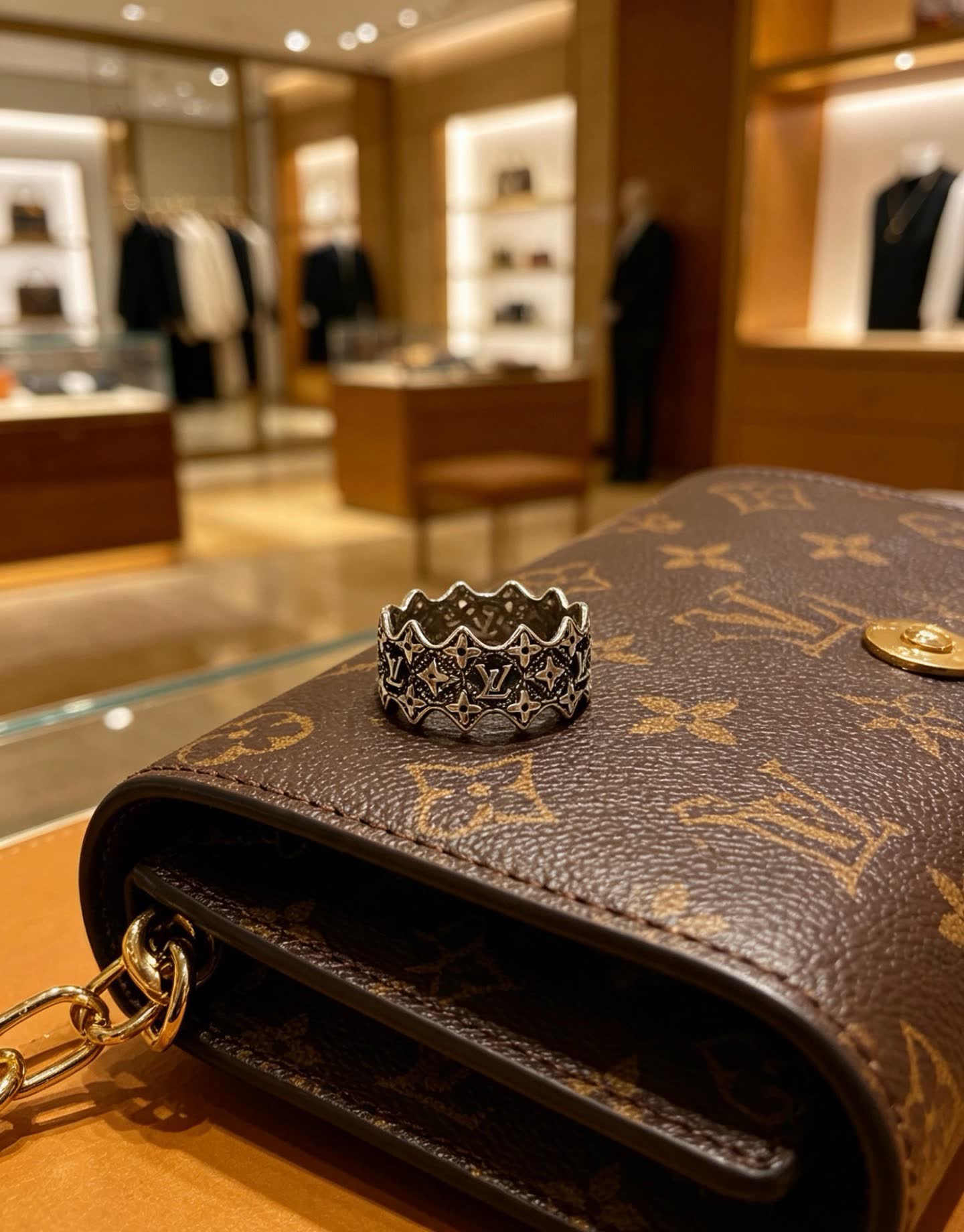 Louis Vuitton Sterling Silver Filigree Ring